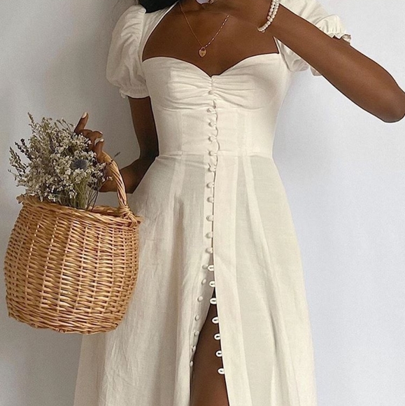 House Of Cb Ellery White Linen Puff 